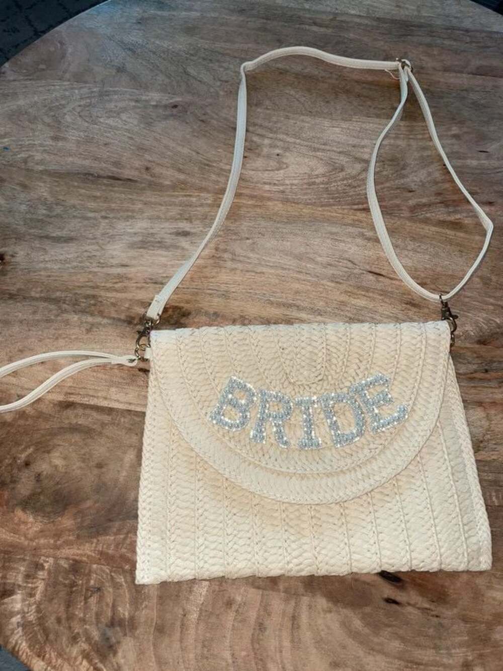 Bride Woven Straw Beaded Bridal Bag Boho Wedding Bachelorette